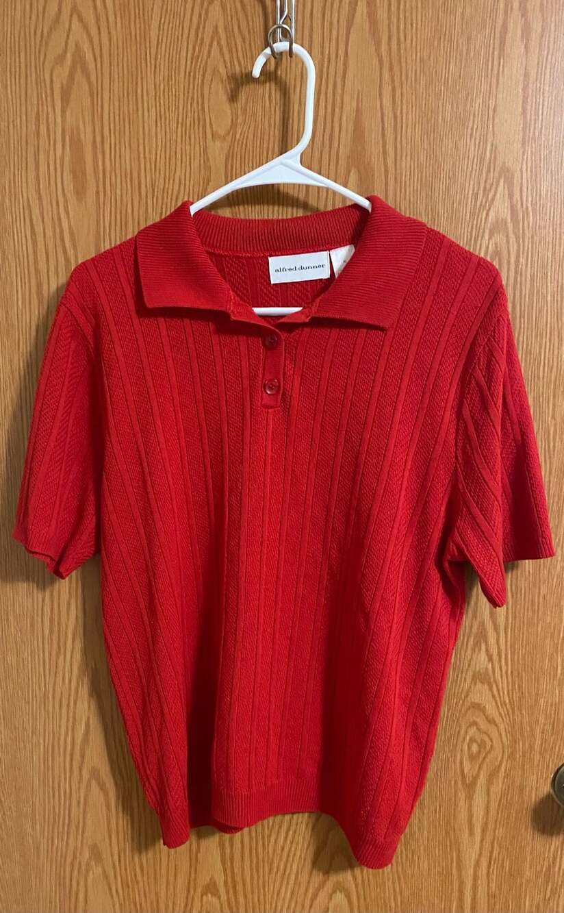 Alfred Dunner Vintage Red Knit Short Sleeve Polo Shirt Size XL